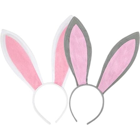 2 påskkaninöron pannband grå och vit, plysch kaninöron pannband, Halloween fest rollspel dressing accessoarer, barnens dag presenter