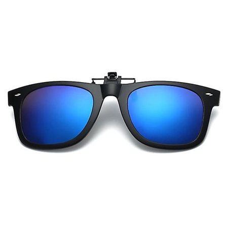 Clip-on Wayfarer solbriller blå - Fastgør til eksisterende briller! Sort