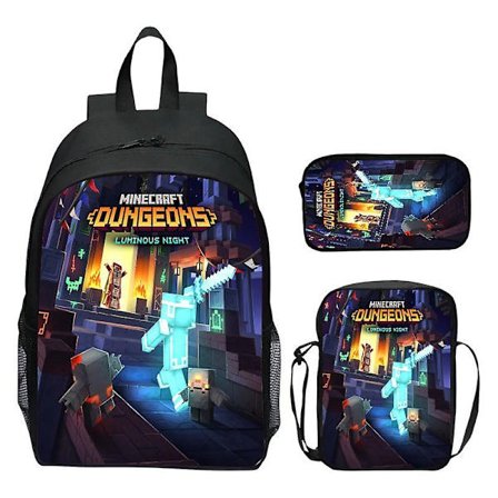 Minecraft Ryggsäck Tecknade Spel 3st Skolryggsäckar För Flickor Pojkar Set Primär Barn Elever Börda Lättnad Mochilas