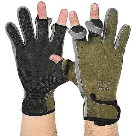 Fiskerhansker med 3 brettede fingre, vanntette og pustende