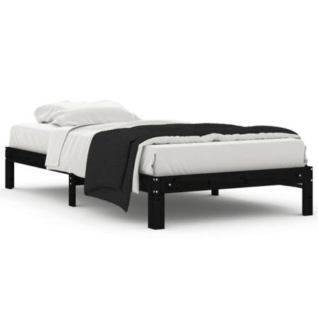 Vidaxl Sängram Svart Massiv Furu 100x200 Cm Svart