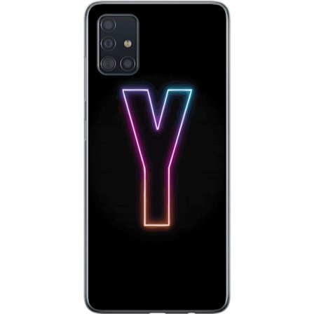 Kompatibelt Mobildeksel til Samsung Samsung Galaxy A51 Minimalistisk neonbokstav Y i fargeskiftende lys mot svart bakgrunn