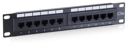 Equip CAT.5E PATCH PANEL 12-PORT 10IN BLK SHIELDED CABL