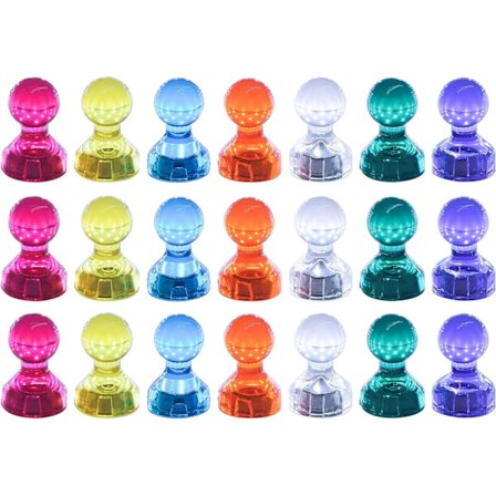 21 stk. kjøleskapsmagneter, sterke magnetiske trykknapper for kjøleskap i assorterte farger, whiteboard og oppslagstavle