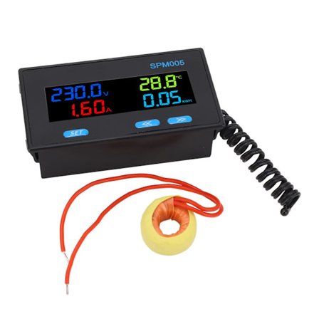 Digital Voltmeter Amperemeter Panel 8 i 1 Multifunktionel Strømforbrugsmåler Farve LCD-display AC Energiovervågning AC60‐300V 20A