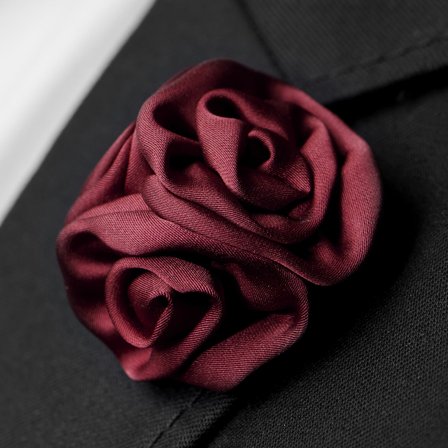 Boutonnière à fleur de rose bourgogne pour hommes - Broches en forme de fleur