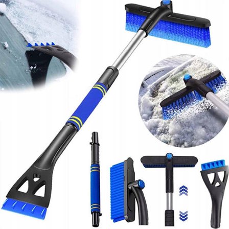 Uttrekkbar isskrape med snøbørste med 360° roterende hode 2-i-1 isskrape Bilvinduskrape Snøskrape Vindusskrape Uttrekkbar bilsnø