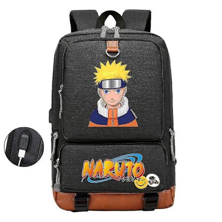 3D-trykt Naruto USB-student laptop-ryggsekk - uformell reiseveske for menn og kvinner, ungdomsstudent-ryggsekk