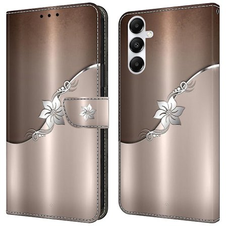 For Samsung Galaxy A55 5G Mobile Phone Case Printed 3D Pattern Stand Leather Cover - Silver Flower Silver