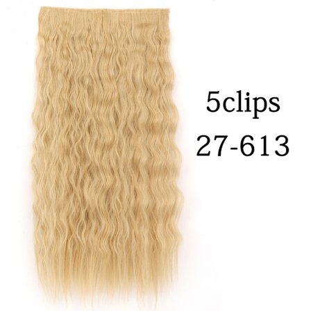 Syntetisk 22 32 tum 5 Clips Hårförlängning Värmebeständig falska hårstycken Långa vågiga frisyrer Clip In Hair Extensions