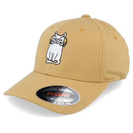 Kiddo Cap - Beige flexfit Czapka Z Daszkiem - Kids Little Cat With Glasses Curry Flexfit @ Hatstore