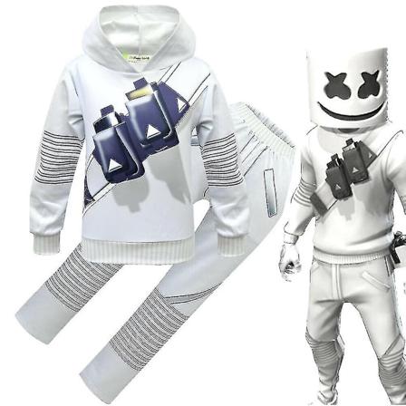 Marshmello DJ LED-mask Huvtröja Cosplay Kostym Fest - WELLNGS Only one Mask 160 11-12 Years