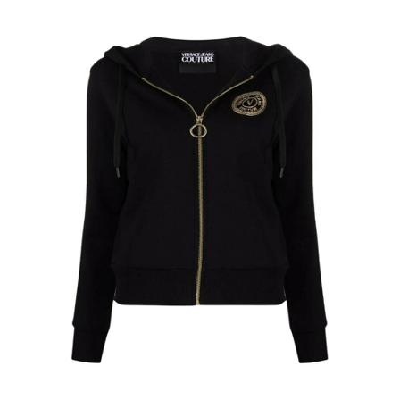 Versace Jeans Couture Sudadera V-Emblem , Zwart , Dames , Maat: 2XS