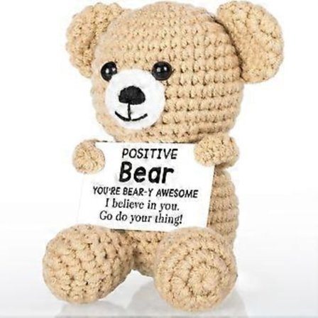 Positiv Bjørn Sjov Dukke Hæklet Sød Emotionel Støtte Udstoppede Dyr Legetøjsgaver