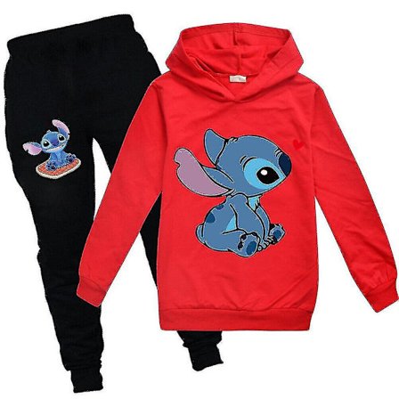 Lilo Stitch Træningsdragt 2 dele Hættetrøje Bukser Outfit Sæt Sportstøj til børn