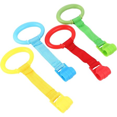 4 st baby spjälsäng dra ring baby säng stå upp ringar gå assistent dra upp ring hängande skallerleksaker
