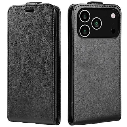 SKALO iPhone 17 Pro Vertical Flip PU-Læder Flip Cover - Sort