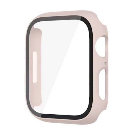 Skærmbeskyttelse i glas, kompatibel med Apple Watch Series 9/8/7/6/SE/5 - Kompatibel med 45 mm, 44 mm, 42 mm, 41 mm, 40 mm, 38 mm - Pink Sand (2-pak)