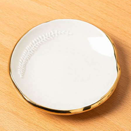 Keramisk smykkeskål, bakke til ringe, lille dekorativ nipsgenstandsskål til ringe, øreringe, halskæder, gave til kvinder, kone, mor, 4 tommer, hvid