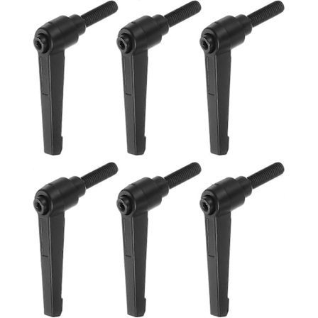 6 stk. Justerbare klemmespak håndtak M8 x 20mm låsing hurtigutløser skralle trykknapp håndtak, svart