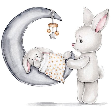 Elefantväggdekal för barnrum, grå stjärna, måne, citat