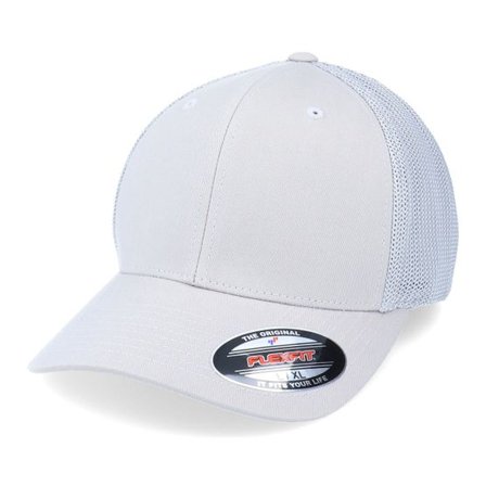 Flexfit - Grå flexfit Keps - Mesh Silver Trucker Flexfit @ Hatstore