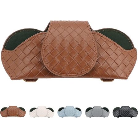 Solskærm til bil, solbrilleholder, læderbrilleetui med clips til solskærm i bil, solskærmstilbehør til bilinteriør til alle bilmodeller (brun)