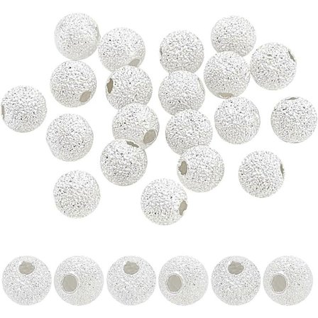 20 stk. 925 Sterling Sølv Teksturerte Perler 4mm Stjerne Spacer Perler Glimtende Stjerneperler Spraymalt Sølv Håndverksperler for Halskjede Armbånd