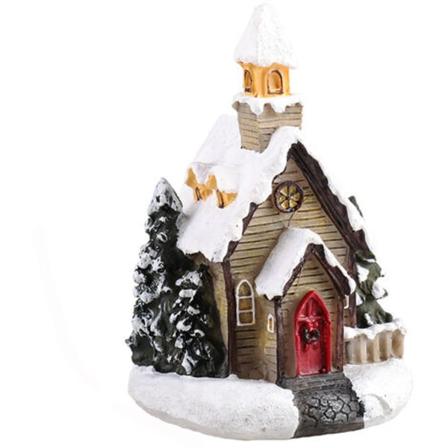 Lysende og anime julelandsby, led miniature julelandsbyhus, julelandsbydekoration, farvet harpiks