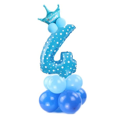 Ilmapallosetti numerosarja seisova sininen "0-9" Numero 4