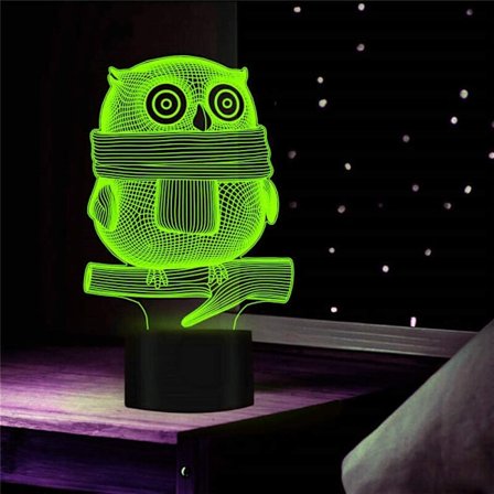 3D uggla örnnattlampa illusion 7 färger växlande Touc