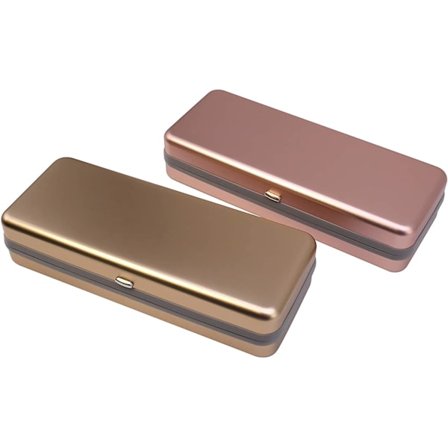 Aluminium Brilleetui, Sæt med 2 - Rose + Guld, Stor
