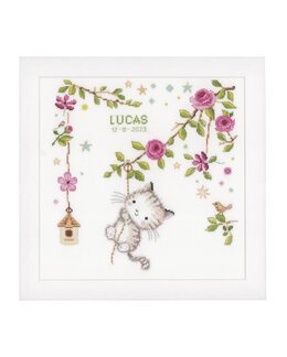 Broderikit Fødselsbillede Kat - Vervaco