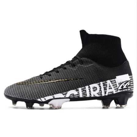 Utomhusfotbollsskor Med Hög Ankel Träning Sport Sneakers Long Nail Black 39