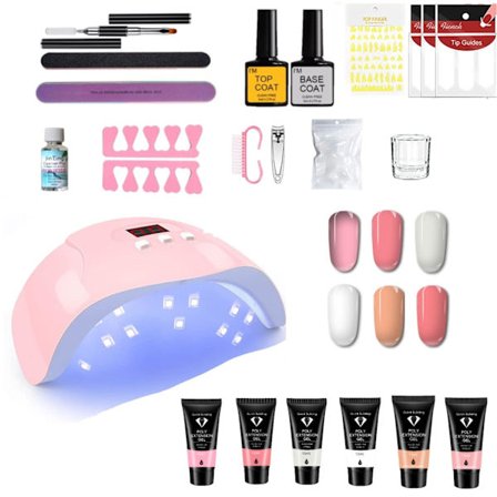 Polygel Nagelkit med UV lampa Nail Gel Färg Set