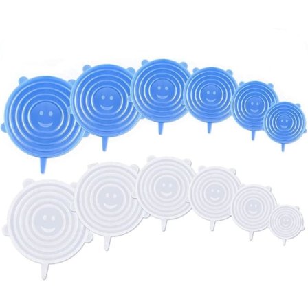 12 stk. silikonelåg, BPA-frie silikonestræklåg, 6 forskellige størrelser universelle låg til mikroovn/ovn/køleskab/opvaskemaskine