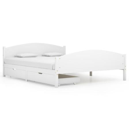 Vidaxl Sängram Med 4 Lådor Vit Massiv Furu 140x200 Cm Vit