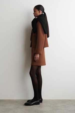COS Women's Topstitched Wool Mini Skirt in Brown