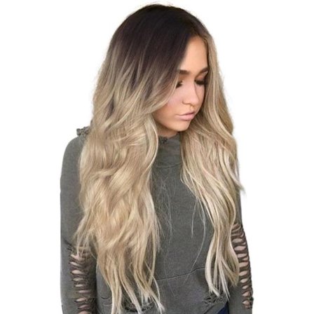 Parykk for kvinner med krøllete hår GUL