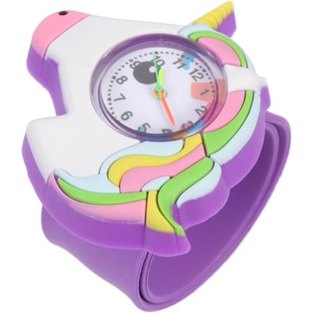 Ur til piger drenge, sødt enhjørning mønster ur sport håndled slap bands ur til kvinder mænd fødselsdagsfest dekorationer forsyninger, lilla