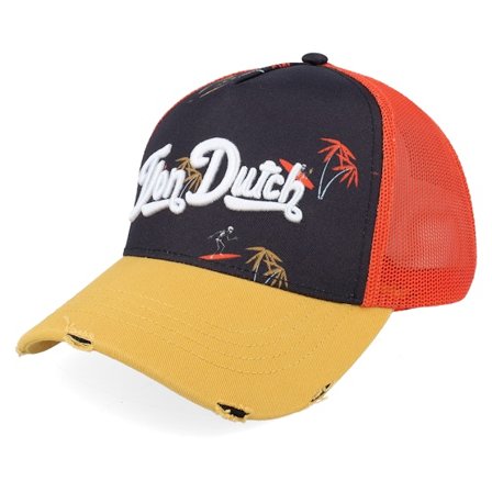 Von Dutch - Svart trucker Caps - Embroidery Red/Black/Yellow Trucker @ Hatstore