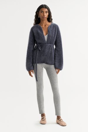 Soft Goat - Brushed Cardigan - Women cashmere sweater - S - Anthracite