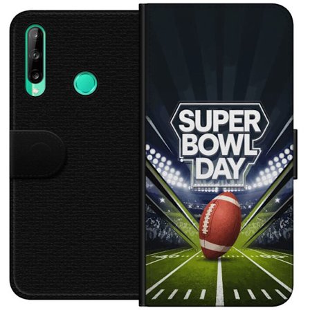 Kompatibelt Lommeboketui til Huawei P40 lite E Super Bowl Day plakat med amerikansk fotball på opplyst arena i dramatisk sportsdesign
