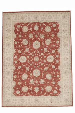 Handgeknoopt Ziegler Vloerkleed 297X414 Wol Donkerrood/Oranje Groot
