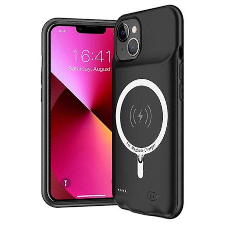 B88 iPhone 13 7000mAh Genopladeligt Batteri Etui, TPU/ABS Opladningsskal med MagSafe, Lydsupport