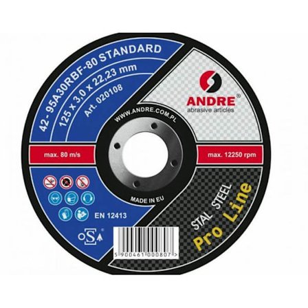 Sliprond - skärande disk - 020108 - ANDRE METALLROND 125 x 3,0 mm STANDARD PRO LINE 95A30RBF