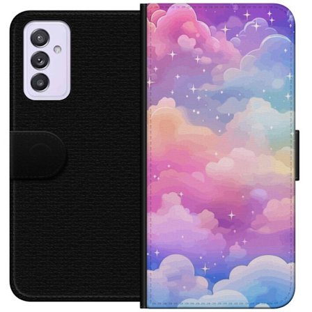 Kompatibelt Lommeboketui til Samsung Galaxy A82 5G Søt enhjørning med regnbuefarget hår mot en stjernebelagt pastellbakgrunn i kawaii-stil