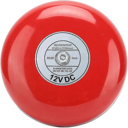 100db Høy Desibel Brannalarmbjelle 6 Tommers Intern Slag Ikke-Gnistende Elektrisk Bjelle For Brannalarm Nød Evakuering (dc 12v)