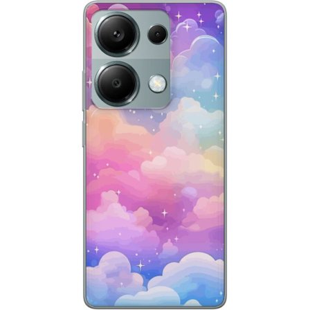 Yhteensopiva Puhelinkuori Xiaomi Redmi Note 13 Pro 4G Söpö yksisarvinen, jolla on sateenkaarivärinen tukka tähtitausta vasten kawaii-tyylillä