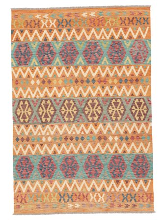 Oriental Kilim Afghan Old Style Rug 171X252 Brown/Orange Wool, Afghanistan